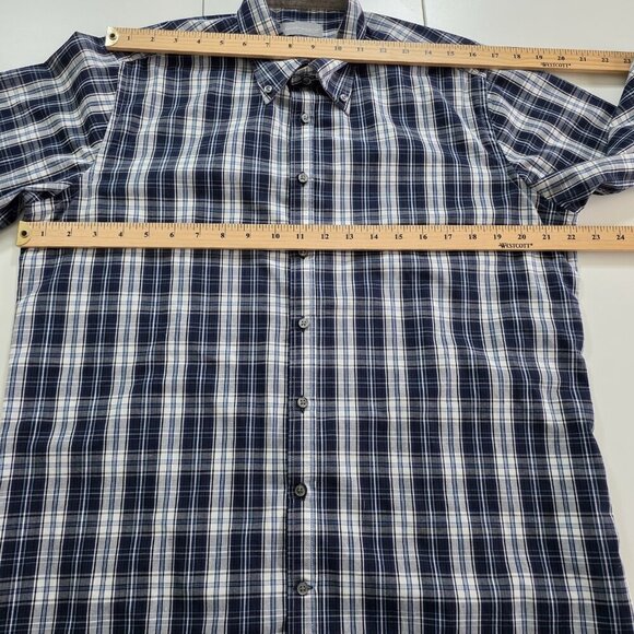 Sondergaard Casual Shirt Men 16 Blue White Plaid LS Buttons Collar Fitted Cotton - Picture 4 of 16